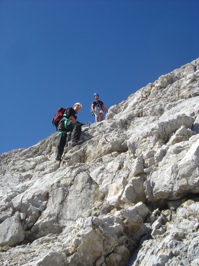 La salita alla cima Tofana di Dentro. La parte piu' assolata della ferrata Formenton.