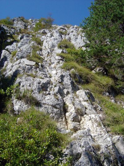 L'attacco della Ferrata Guzzella. Ci siamo, da qui inizia il divertimento!